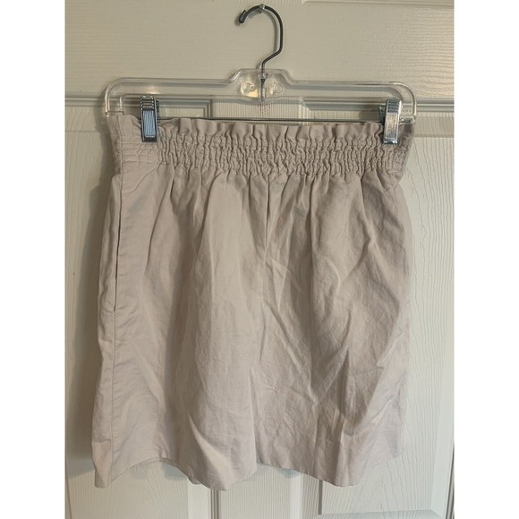 J.Crew Women's Beige Elastic Waist Lined 100% Cotton linen Mini Skirt Size 0 - Picture 2 of 10